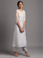 Two tone silk chanderi kurta with embroidery
