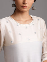 Two tone silk chanderi kurta with embroidery