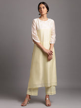 Two tone silk chanderi kurta with embroidery