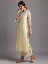 Two tone silk chanderi kurta with embroidery