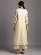 Two tone silk chanderi kurta with embroidery