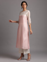 Two tone silk chanderi kurta with embroidery