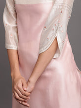 Two tone silk chanderi kurta with embroidery