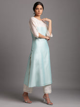 Two tone silk chanderi kurta with embroidery