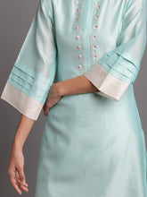 Mint silk chanderi kurta with embroidery