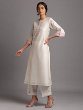 Offwhite silk chanderi kurta with embroidery
