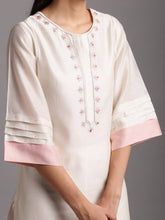 Offwhite silk chanderi kurta with embroidery