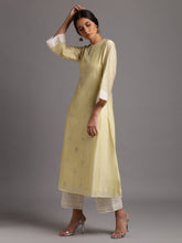 Yellow silk chanderi kali kurta