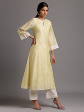 Yellow silk chanderi kali kurta