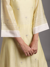 Yellow silk chanderi kali kurta