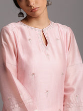 Pink silk chanderi kali kurta