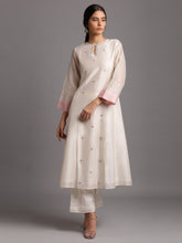 Off white silk chanderi kali kurta