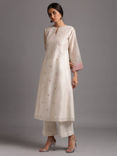 Off white silk chanderi kali kurta