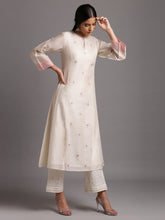 Off white silk chanderi kali kurta