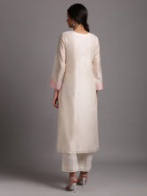 Off white silk chanderi kali kurta