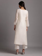 Off white silk chanderi kurta with embroidery