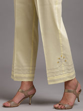 Yellow cotton satin palazzo with embroidery