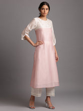 Off white cotton satin palazzo with embroidery