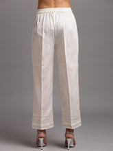 Off white cotton satin palazzo with embroidery