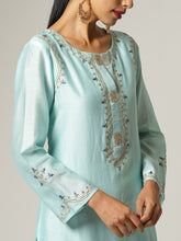 Blue Silk chanderi kurta with embroidery
