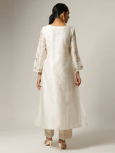 Off white silk chanderi kurta with embroidery
