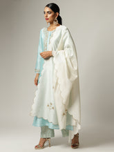 Blue Silk chanderi kurta with hand embroidery