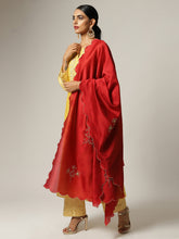 Yellow Silk chanderi kurta with hand embroidery