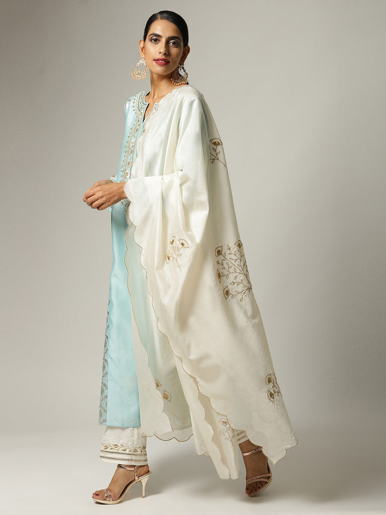 Blue Kurta Cotton Art Silk With Mirror Chudidar main image 1