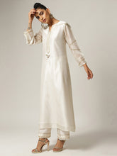 Ivory Silk chanderi kurta with hand embroidery