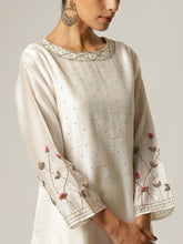 Ivory Silk chanderi kurta with hand embroidery