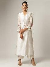 Ivory Silk chanderi kurta with hand embroidery