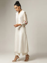 Ivory Silk chanderi kurta with hand embroidery