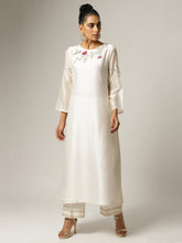 Ivory Silk chanderi kurta with hand embroidery