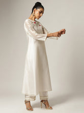 Ivory Silk chanderi kurta with hand embroidery
