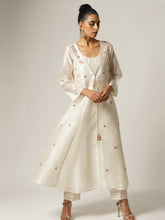 Ivory Silk chanderi jacket kurta with hand embroidery