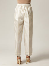 Off white Silk chanderi pant with hand embroidery