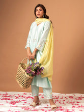 Mint Silk chanderi kurta with scallop sleeves