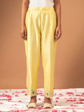 Yellow Silk chanderi Palazzo with hand embroidery