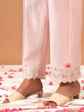 Pink Silk chanderi Palazzo with hand embroidery