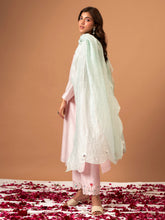 Pink Silk chanderi kurta with scalloped hem