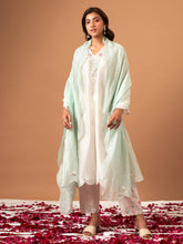Off White Silk chanderi kurta with scalloped hem