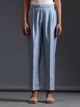 Blue silk chanderi palazzo with embroidery