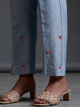 Blue silk chanderi palazzo with embroidery