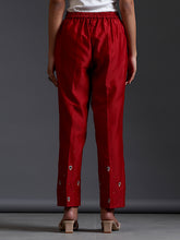 Maroon silk chanderi palazzo with embroidery