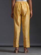 Yellow silk chanderi palazzo with embroidery