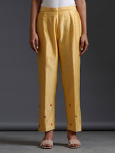 Yellow silk chanderi palazzo with embroidery