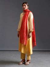 Yellow ombre hand embroidered silk chanderi kurta