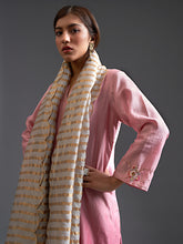 Pink ombre hand embroidered silk chanderi kurta