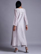 Light grey silk chanderi kurta with embroidery