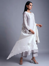 Light grey silk chanderi kurta with embroidery
